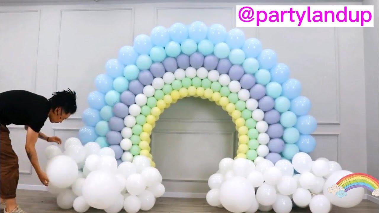 How to make rainbow balloon arch tutorial YouTube