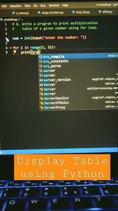 Display Multiplication Table Using Python Language | Python Coding ...