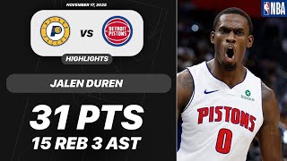 Jalen Duren vs Indiana Pacers | 31 PTS 15 REB 3 AST | NBA 11-18-2025 Highlights