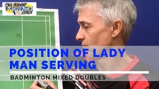 Position Of Lady - Man Serving In Badminton Mixed Doubles