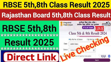 🔴rbse class 8th रिज़ल्ट जारी😱|RBSE 8th Result 2025|RBSE Class 8 Result 2025 Live Out #bser 8th result