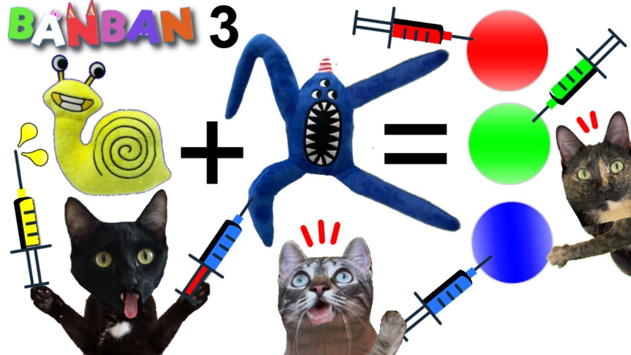 Desafio de colores del juego garten of banban 3 en la vida real / Videos de gatos Luna y estrella