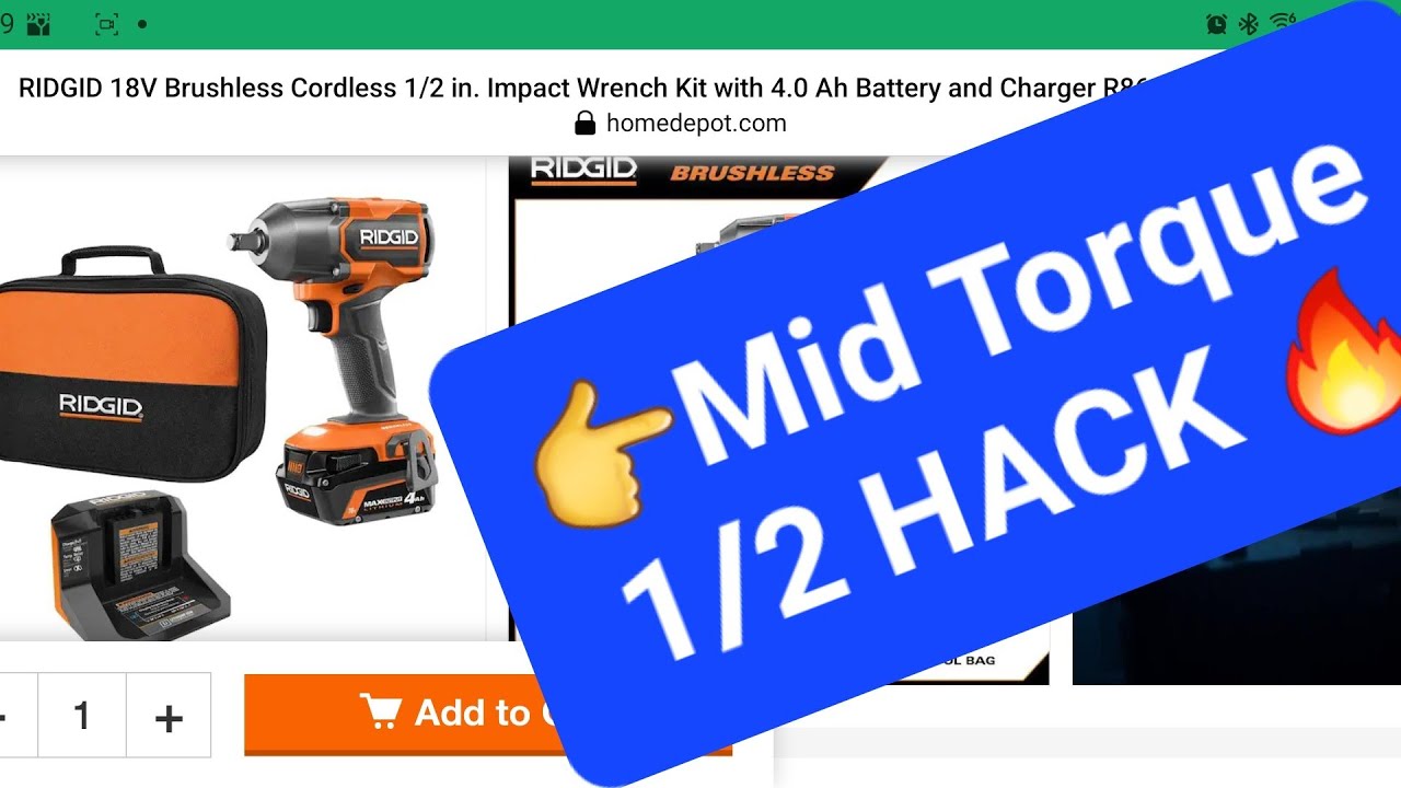 Ridgid Mid torque 1/2 impact wrench HACK YouTube