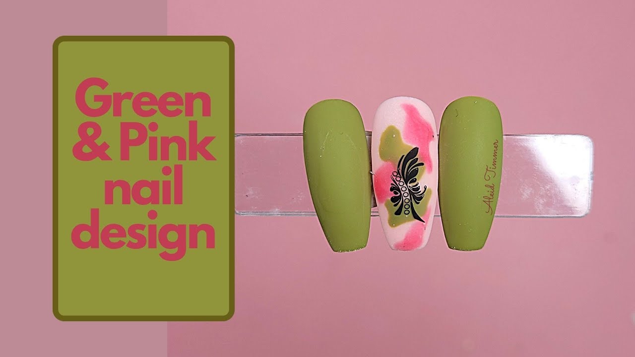 10. Pink and Green Tropical Nails - wide 1