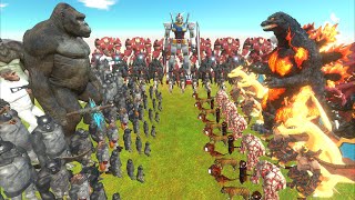 MONKEY TEAM vs RANGED WEAPON TEAM vs FIRE TEAM - Animal Revolt Battle Simulator