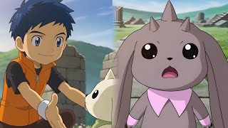 Henry Asks Terriermon for a Hug? Lopmon Is Shocked