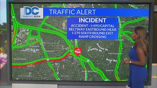 Jackknifed tractor-trailer causes delays on I-495 in Montgomery County
