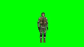 Soldier Animated Jump Green Screen