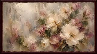 Romantic Flowers Behind Rainy Glass | Vintage Floral Gold Frame TV Art 4K No Music screenshot 4
