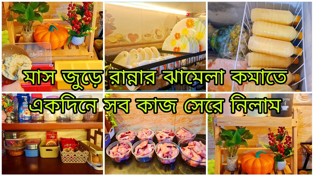 ✨একদিনের কষ্ট পুরো মাস জুড়ে ঝামেলা মুক্ত রান্না || মাছ,মাংস ও সবজির বাজার করে গুছিয়ে নিলাম ||