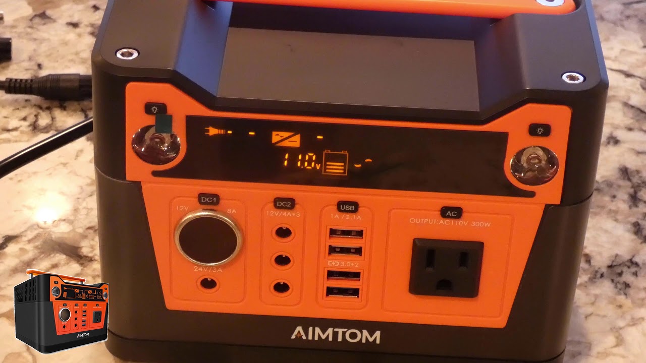 Unboxing| AIMTOM 300 Watt Portable Power Station, 280Wh 12V, 24V, AC & Demo/Overview battery solar