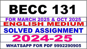 becc 131 solved assignment 2024-25 | becc 131 solved assignment in english 2025 | becc 131 2024-25