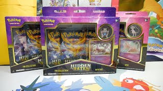 Opening 3 Hidden Fates Pin Collection Boxes of Pokemon Cards