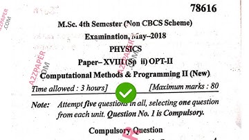 Mdu MSc Physics 4th Sem CMP Question Paper 2018