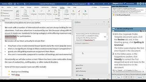 JasperActive Word 2019 Lesson 5: Proofing Your Document