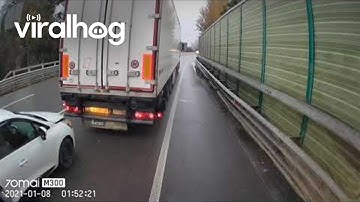 Auto die te dicht achter hem rijdt, loopt schade aan de voorkant op || ViralHog