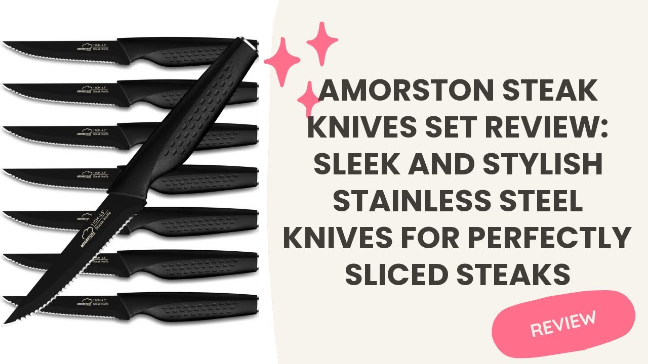  Amorston Steak Knives Set of 8, Stainless Steel Steak