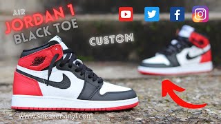 1985 Jordan 1 High Black Toe Custom On Foot #shorts #jordan #art #4k #sneakervinyl 🎨 👟