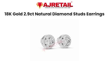 18K White Gold 2.9ct Natural Diamond Studs Earrings #ajretail  #diamondstuds