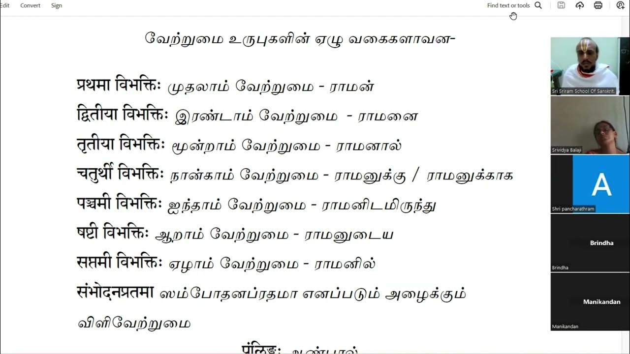 Sanskrit Lesson 110 How to learn the seven case endings easily in