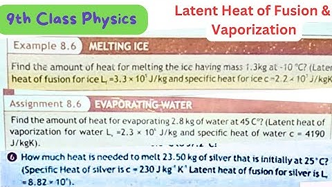 9th Class Physics | Latent Heat of fusion | Latent Heat of Vaporization | Assignment 8.6 | QAS Edu