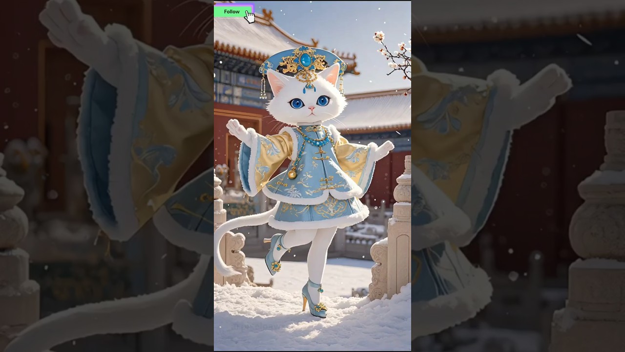 Snow Princess Cat Dance | Royal Winter Magic 💙❄️