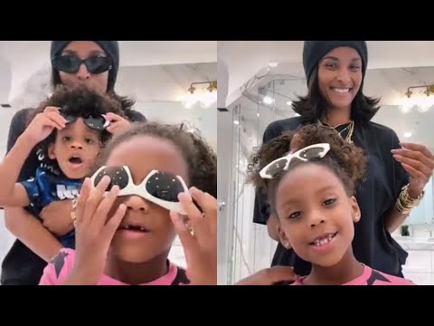 Ciara and Sienna do hair in mirror with cameo from Win