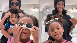 Ciara and Sienna do hair in mirror with cameo from Win