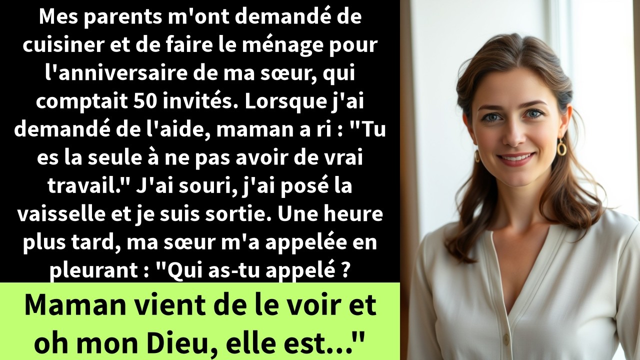 Mes parents m'ont demandé de cuisiner et de faire le ménage pour l'anniversaire de ma sœur,