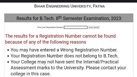 BEU 8th semester results published l Semester result beu l