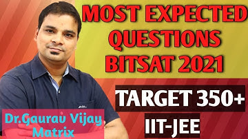 MOST EXPECTED QUESTIONS BITSAT 2021 | DR.GAURAV VIJAY | MATRIX MATHS