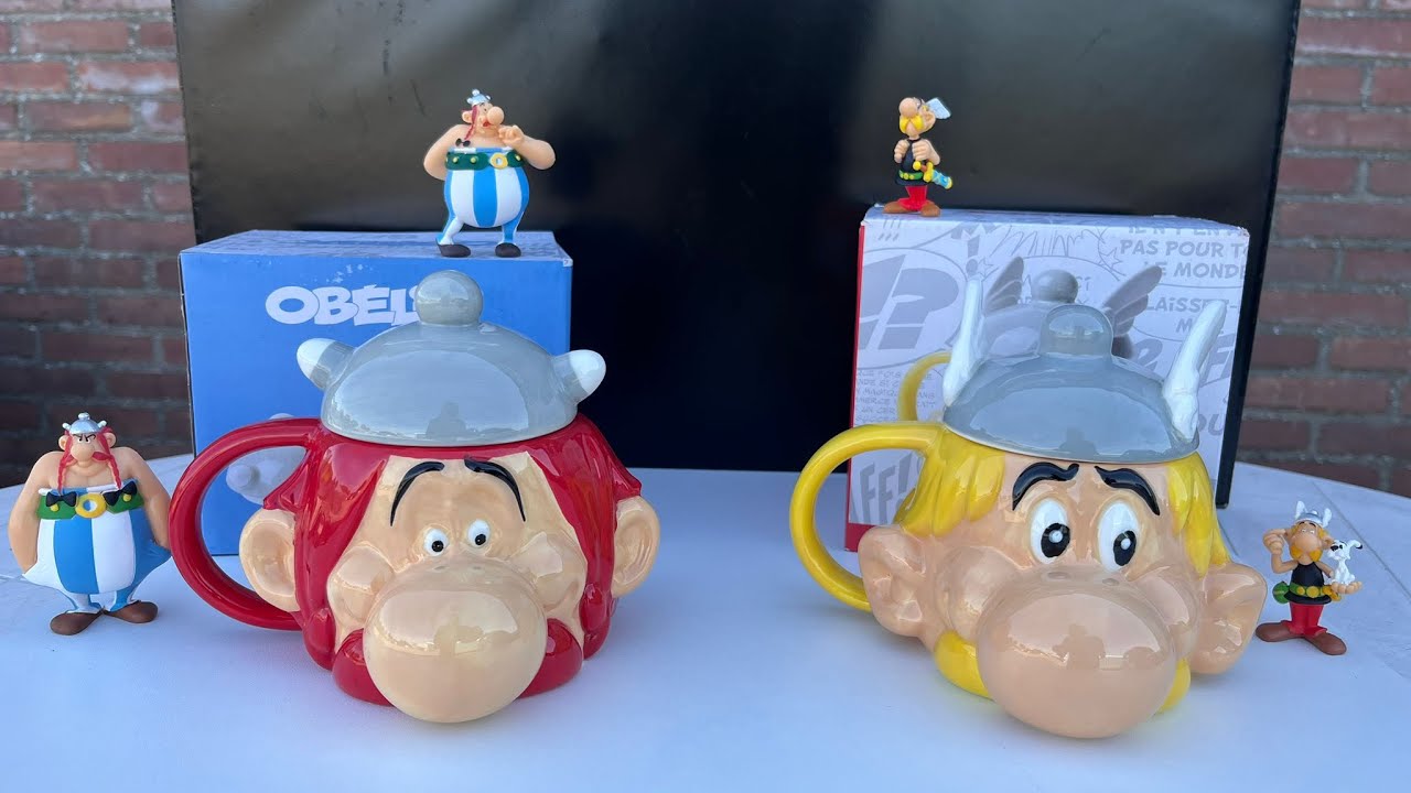Mug En Porcelaine Astérix Et Obélix (65 Ans) - Neuf Avec Boîte, Motif Gâteau, Hauteur 9,5 Cm