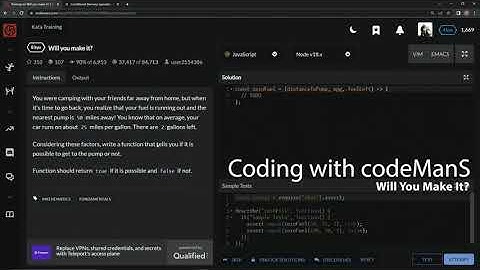 Codewars 8 kyu Will You Make It? Javascript