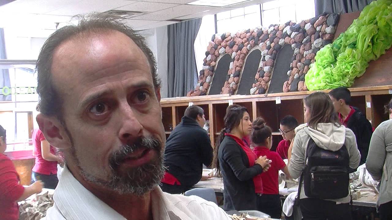 4th Avenue Junior High handcrafting float for 2014 Fiesta Bowl Parade