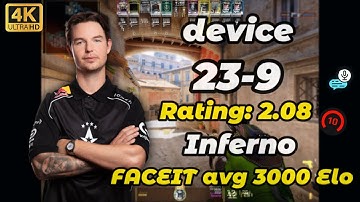 device (23-9) avg 3000 Elo (Inferno) | Dec 16, 2025 #cs2 #astralis #device #100t