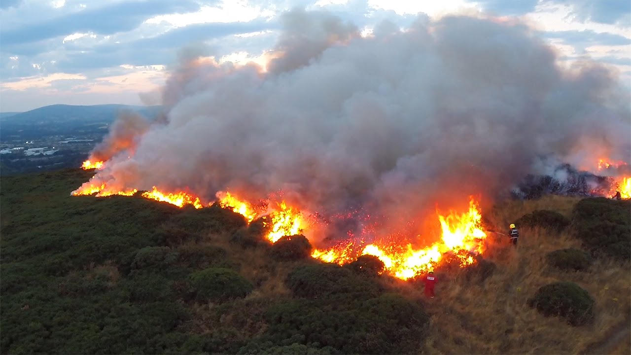 Firefighters tackle huge gorse fire at Bray Head in Wicklow