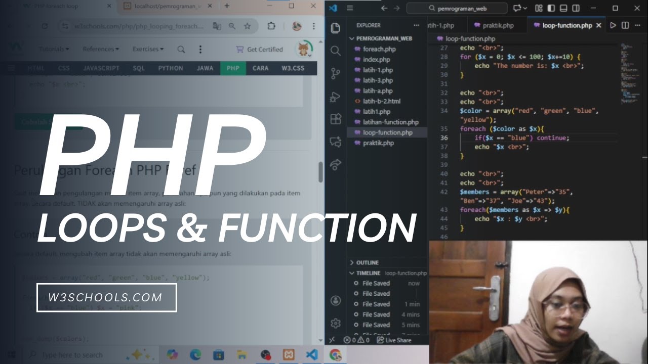 Belajar PHP Loops dan Functions | Step-by-Step Dari W3Schools - YouTube