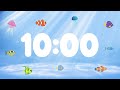 10 minute countdown timer for kids with alarm and fun music  under the sea 