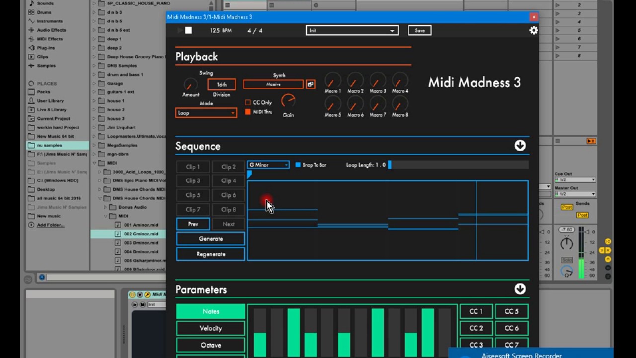 Midi data. Midi data