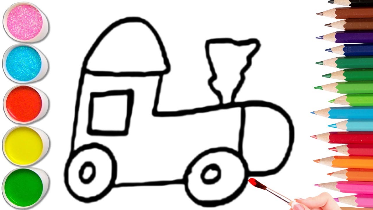 Как нарисовать милую машинку. Рисование, раскрашивание и рисование для детей и малышей. Детское и...