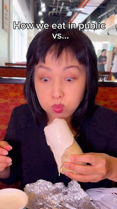 How we eat in public vs at home… #food #eating #burrito