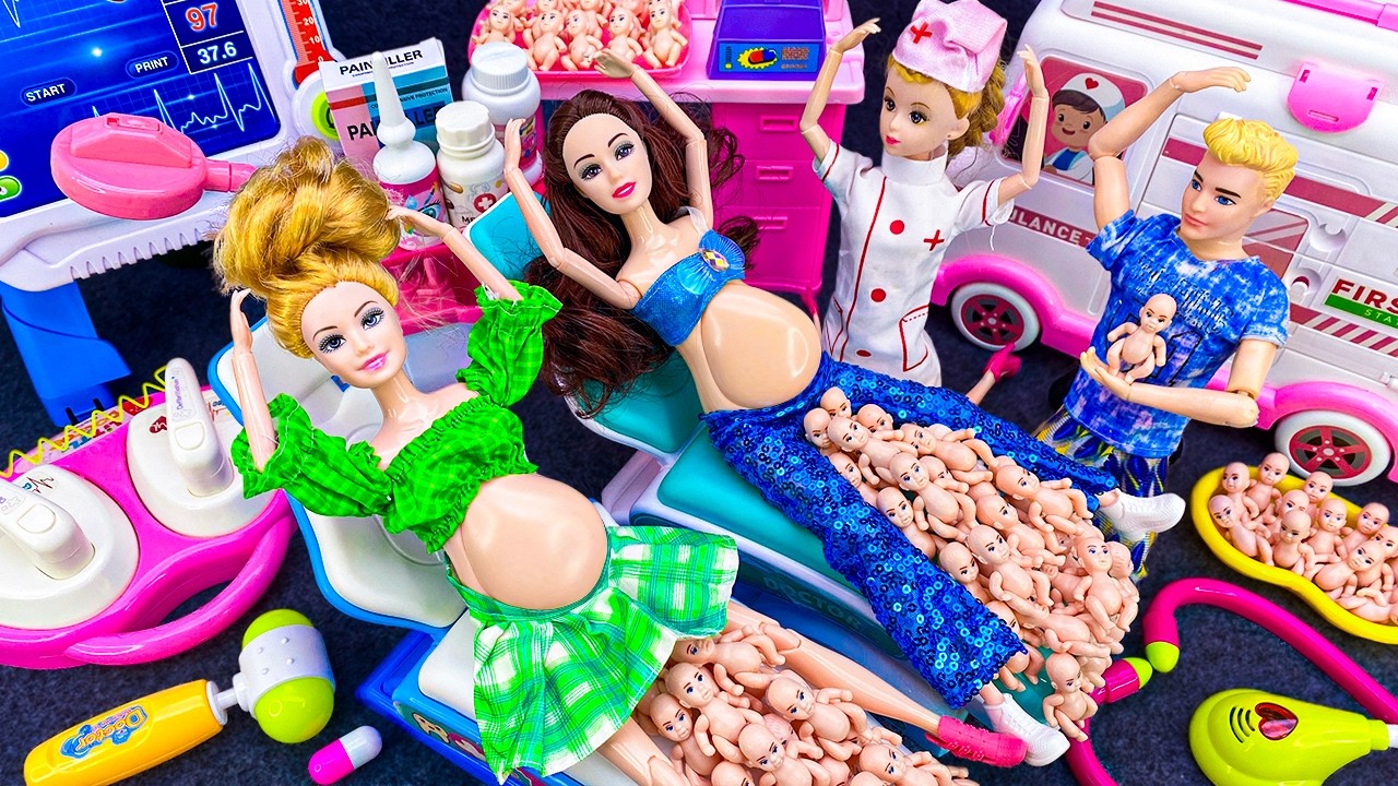 10 Minutes Satisfying with Unboxing Barbie Family Playset，Cute Pinkfong Ambulance Car Toys ASMR