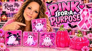 Breast Cancer Awareness Resin Art: 31 Days of Halloween Begins!