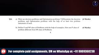 What are decision problems and Optimisation problems? Differentiate the decisionproblems problems