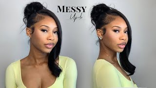 HOW TO: Messy Bun Updo Using Seamless Clip Ins Ft. Betterlength Hair