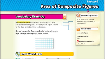 Grade 6, course 1, chapter 9, lesson 6, area of composite figures