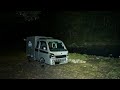 【車中泊】誰もいない深夜の川岸で軽トラック車中泊