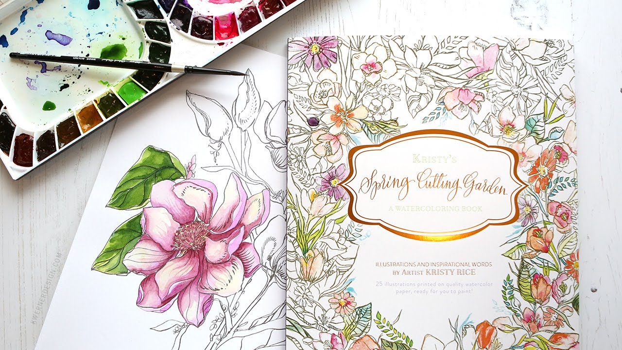 Watercolor Coloring Books for adults by Kristy Rice