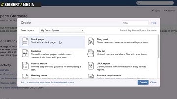 Confluence Demo: Create Pages