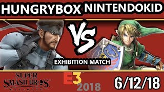 E3 2018 - SSBU Demo - Liquid` Hungrybox (Snake) Vs. Nintendokid (Link) Smash Bros. Ultimate